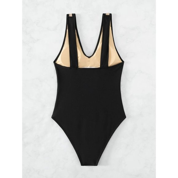 SHEIN Contrast Tape One Piece Swimsuit S - Picture 3 of 6
